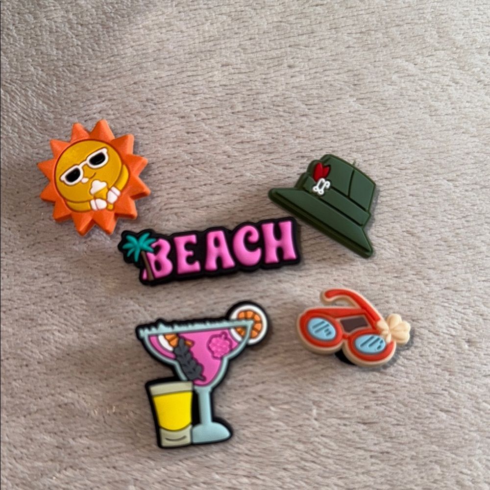 Colorful Beach-Themed Shoe Charms 5pcs